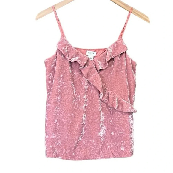 J. Crew Pink Velvet Ruffle Cami Tank Top Size XS - Picture 2 of 11